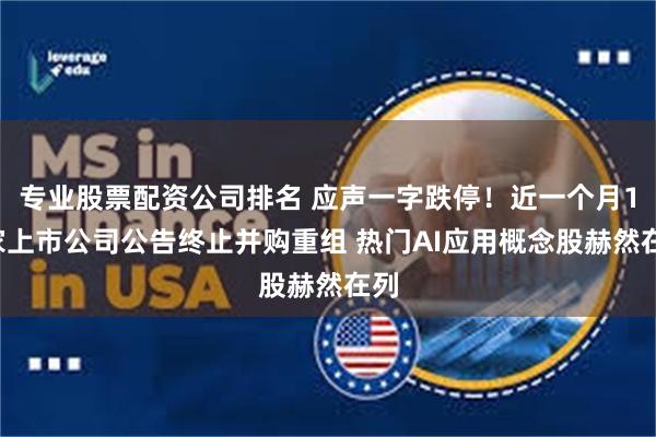 专业股票配资公司排名 应声一字跌停!近一个月15家上市公司公告终止并购重组 热门AI应用概念股赫然在列