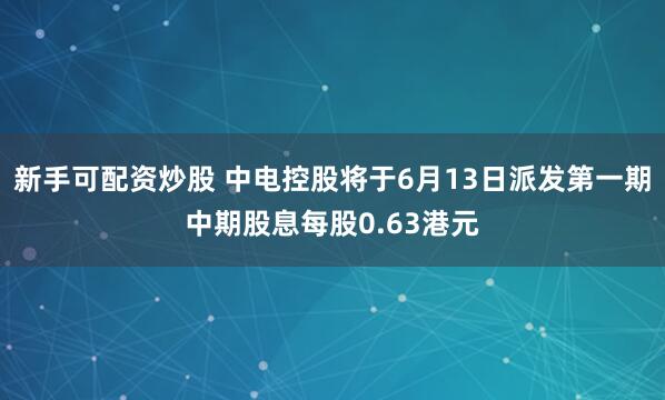 新手可配资炒股 中电控股将于6月13日派发第一期中期股息每股0.63港元