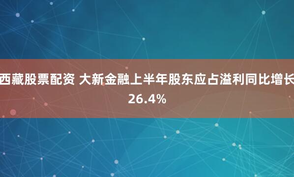 西藏股票配资 大新金融上半年股东应占溢利同比增长26.4%
