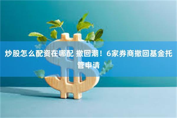 炒股怎么配资在哪配 撤回潮！6家券商撤回基金托管申请