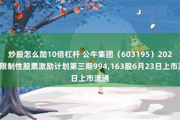 炒股怎么加10倍杠杆 公牛集团（603195）2022年限制性股票激励计划第三期994,163股6月23日上市流通