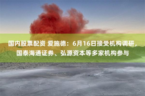国内股票配资 爱施德：6月16日接受机构调研，国泰海通证券、弘源资本等多家机构参与