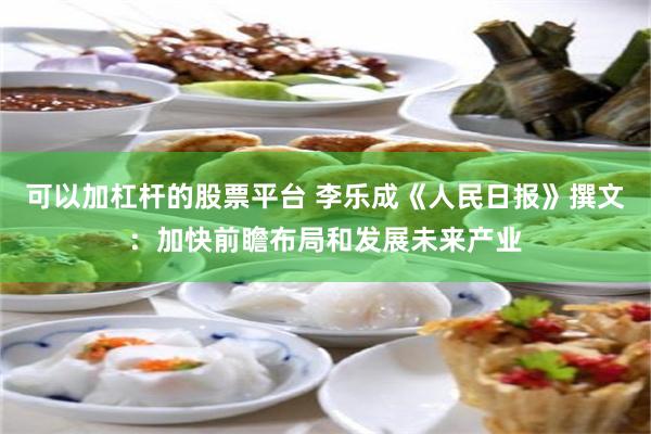 可以加杠杆的股票平台 李乐成《人民日报》撰文：加快前瞻布局和发展未来产业