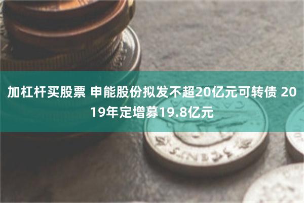 加杠杆买股票 申能股份拟发不超20亿元可转债 2019年定增募19.8亿元