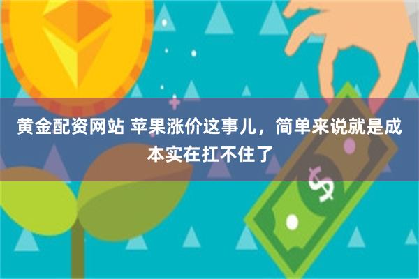 黄金配资网站 苹果涨价这事儿,简单来说就是成本实在扛不住了