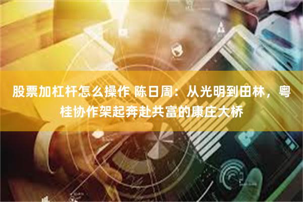 股票加杠杆怎么操作 陈日周：从光明到田林，粤桂协作架起奔赴共富的康庄大桥