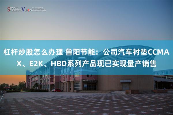 杠杆炒股怎么办理 鲁阳节能：公司汽车衬垫CCMAX、E2K、HBD系列产品现已实现量产销售
