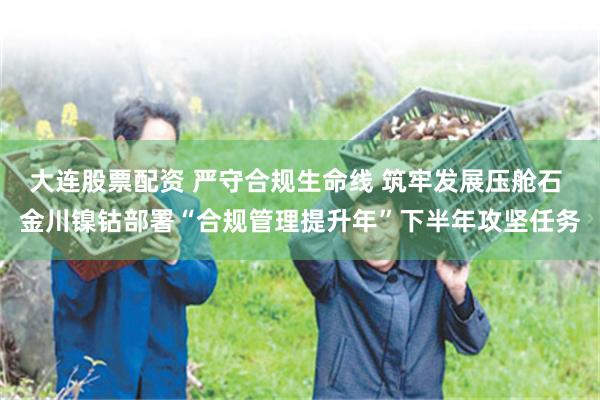 大连股票配资 严守合规生命线 筑牢发展压舱石 金川镍钴部署“合规管理提升年”下半年攻坚任务