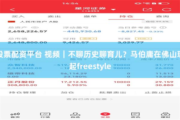 股票配资平台 视频｜不聊历史聊育儿？马伯庸在佛山玩起freestyle