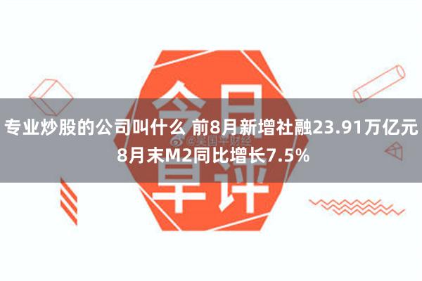 专业炒股的公司叫什么 前8月新增社融23.91万亿元 8月末M2同比增长7.5%