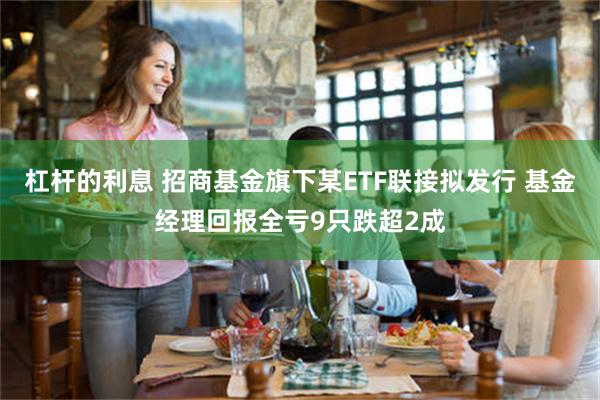 杠杆的利息 招商基金旗下某ETF联接拟发行 基金经理回报全亏9只跌超2成